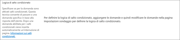 Sezione della logica di salto condizionato nella finestra di dialogo Nuova domanda