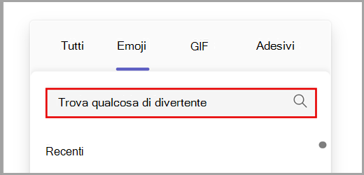 Cerca in tutte le opzioni emoji.