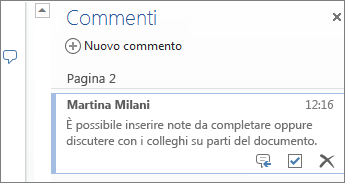 Commenti in thread in Word Online