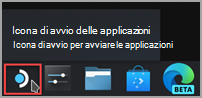 Ricerca dell'icona di avvio delle applicazioni sulla barra delle applicazioni di Steam Desktop.