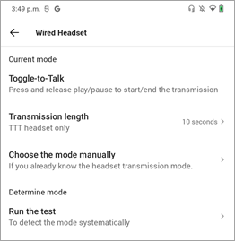Impostazioni dell'interruttore Walkie-talkie per attivare o disattivare la modalità conversazione