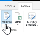 Scheda Pagina con pulsante Modifica evidenziato