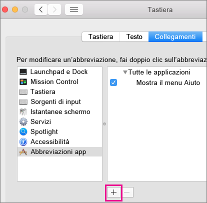 Scelta rapida da tastiera personalizzata di Office 2016 per Mac
