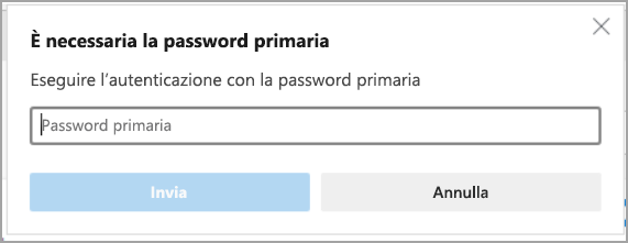 Password primaria obbligatoria