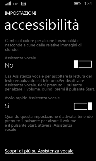 Impostazioni di Assistente vocale di Windows Phone