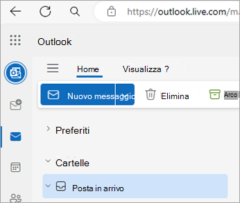 Screenshot che mostra Outlook.com home page