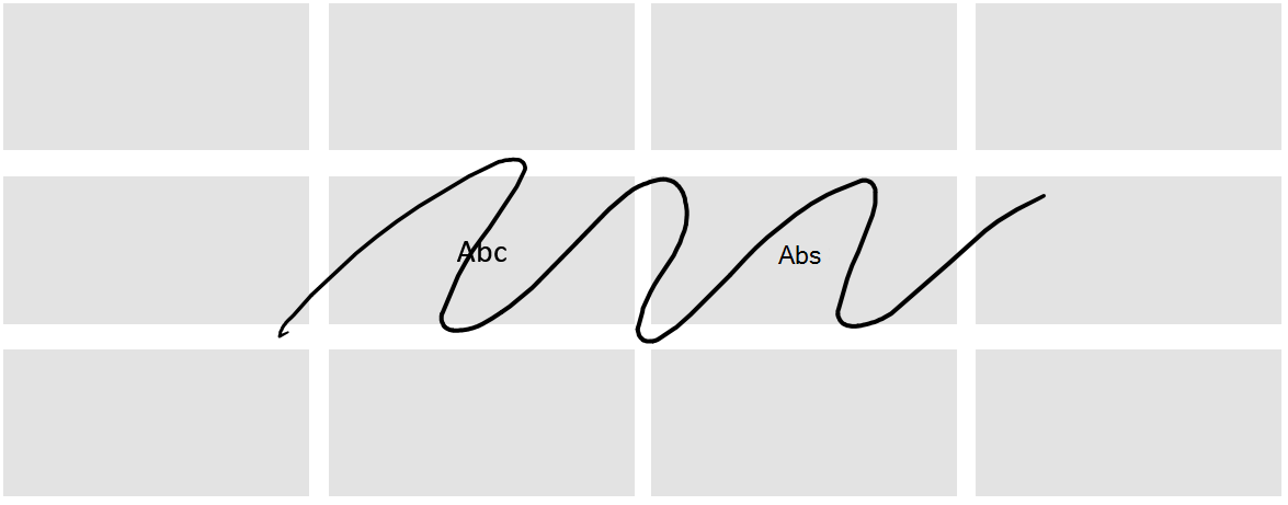 Tratto input penna disegnato e in basso sulle celle contenenti testo.