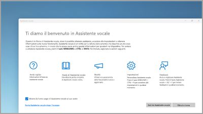 Uso dell'Assistente vocale per spostarsi in Windows