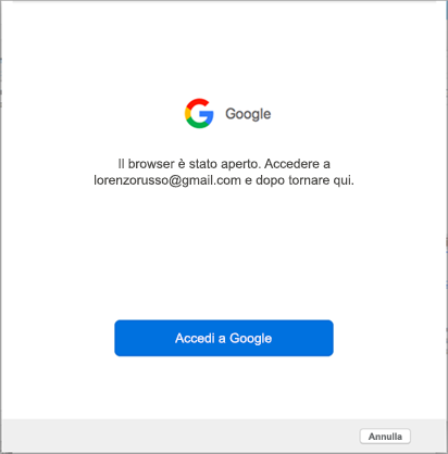 Richiesta di accesso per un account Google