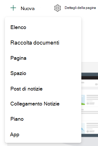 Screenshot della creazione di un nuovo elenco o di una nuova raccolta