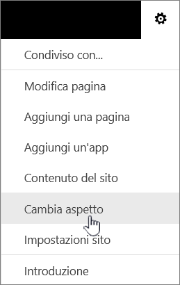 Menu Impostazioni con l'opzione Cambia aspetto evidenziata