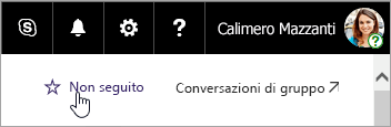 Screenshot del pulsante Segui in un sito di SharePoint.