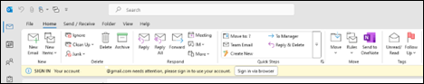 barra di accesso barra multifunzione di Outlook