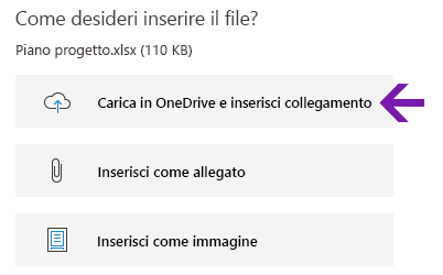 Opzioni di inserimento del file di OneNote per Windows 10