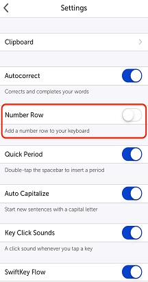 Impostazioni ios-number-row-settings