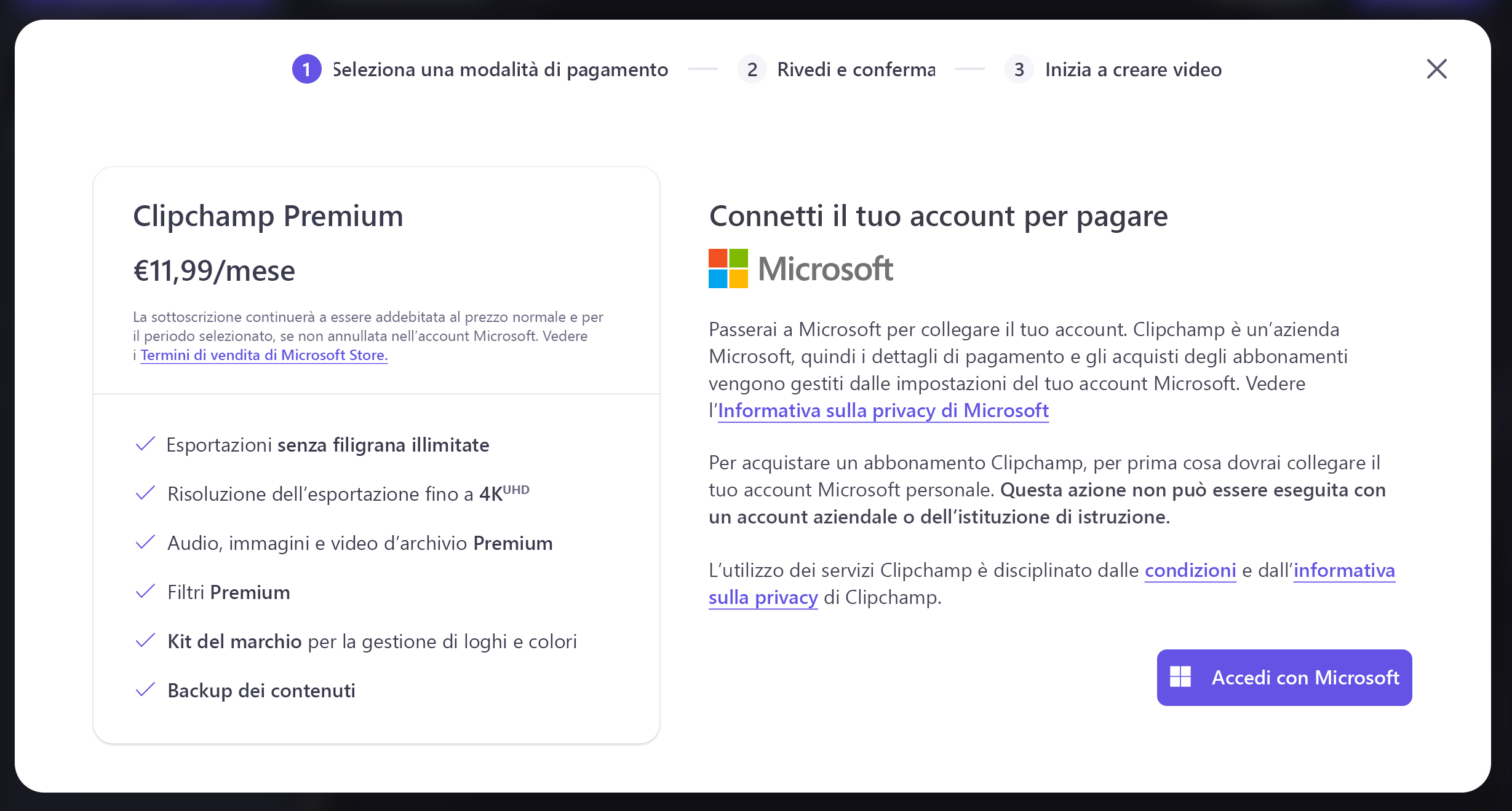 Connettere all'account personale o familiare Microsoft