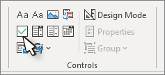 Controllo casella di controllo nel gruppo Controlli della barra multifunzione per sviluppatori.