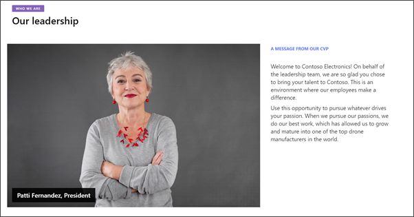 Immagine della pagina di leadership nel sito del reparto