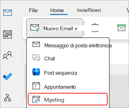 Aggiungere una nuova riunione in Outlook.