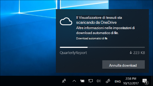 Download della notifica ricevuta quando i file di OneDrive su richiesta sono attivati