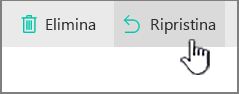 Pulsante Ripristina di SharePoint Online evidenziato