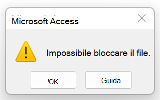 Messaggio di errore: Impossibile bloccare il file.