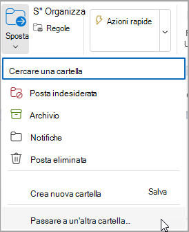 Selezionare Sposta e selezionare una cartella in cui spostare il messaggio.