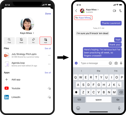 Creare e aggiungere persone a una chat di gruppo in iOS
