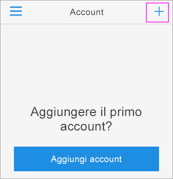 Toccare il segno + nell'app Azure Authenticator.