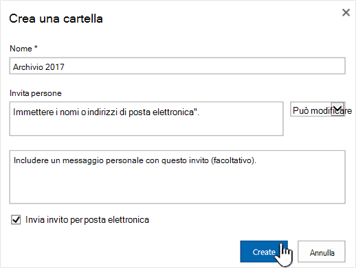 Finestra di dialogo Condividi nella modalità classica di SharePoint Online