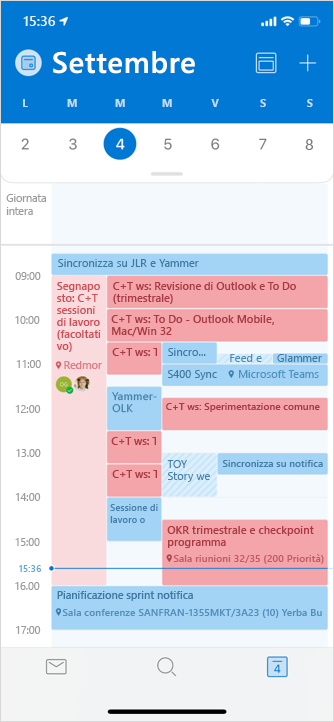 Visualizzazione del calendario di gruppo in iOS
