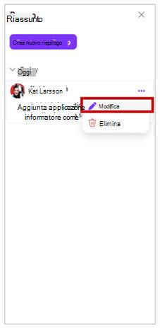 Screenshot del pulsante di modifica del riepilogo in Microsoft 365 Loop.