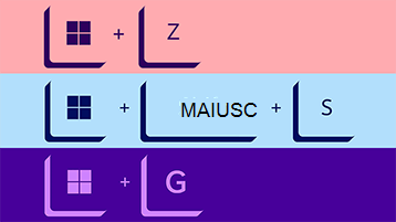 Immagine dei tasti di scelta rapida da tastiera per l'ancoraggio, lo strumento di cattura e la barra dei giochi