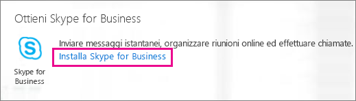 Screenshot del pulsante Installa per Skype for Business nel portale di Office 365