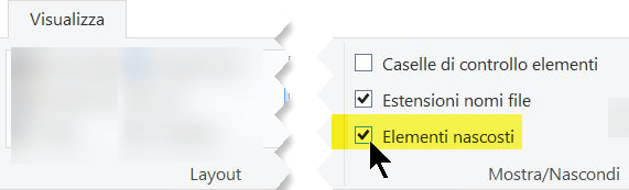 Nella scheda Visualizza del gruppo Mostrare/Nascondere, verificare che l'opzione Elementi nascosti sia selezionata.