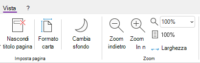 Gruppo Opzioni zoom in OneNote per Windows.