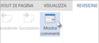 Immagine del comando Mostra commenti nella scheda Commenti della visualizzazione di lettura di Word Web App