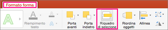 Scheda Formato forma in PowerPoint 2016 per Mac