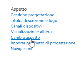 Sezione Aspetto delle impostazioni del sito con l'opzione Cambia aspetto evidenziata