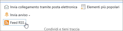 Scheda Raccolta con l'avviso RSS evidenziato