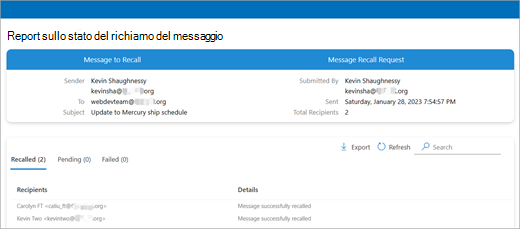 Outlook per controllare lo screenshot due di un messaggio