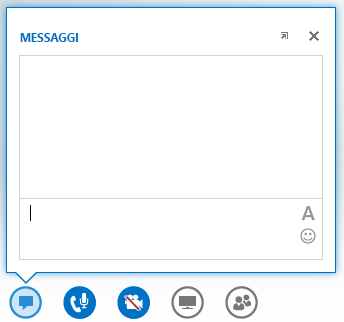 Schermata della finestra di messaggistica istantanea visualizzata quando si posiziona il puntatore del mouse sul pulsante Messaggistica istantanea