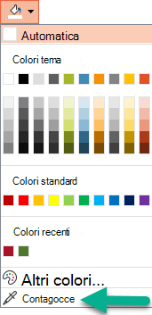 Il comando Contagocce si trova nel menu Colore del riquadro Formato sfondo.