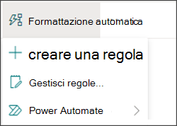 Immagine del menu Automatizza con Power Automate selezionato