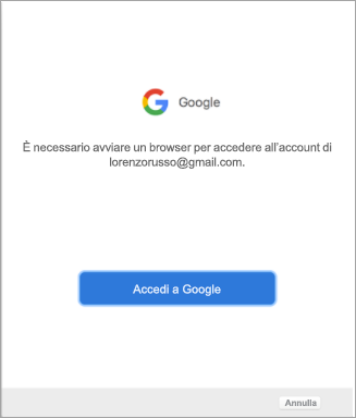 Mostra la richiesta di conferma per l'account Gmail esistente
