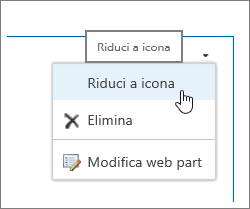 Menu web part con Riduci a icona evidenziato