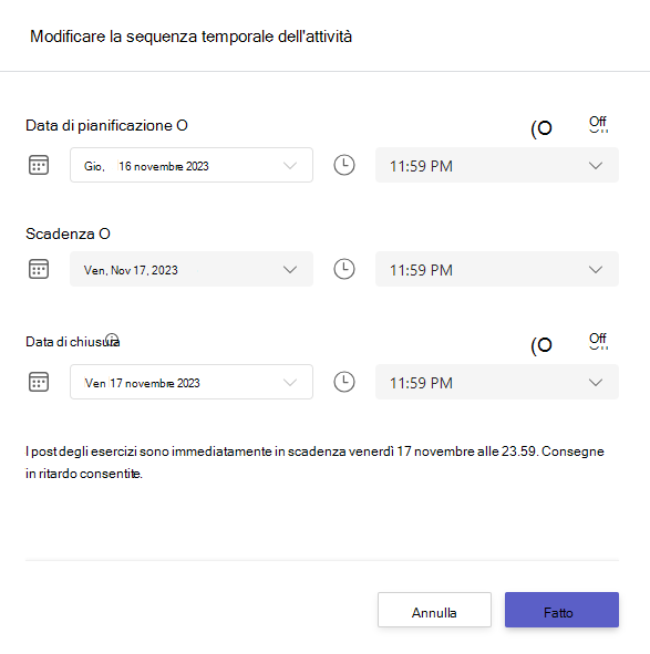 modificare la sequenza temporale dell'attività