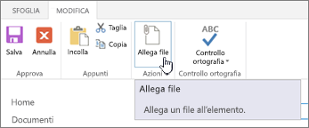 Fare clic sull'elemento per aggiungere allegati