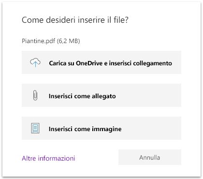 Opzione Inserisci file in OneNote per Windows 10