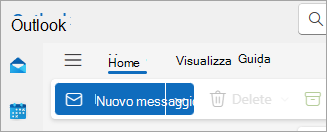 Screenshot della nuova barra multifunzione di Outlook